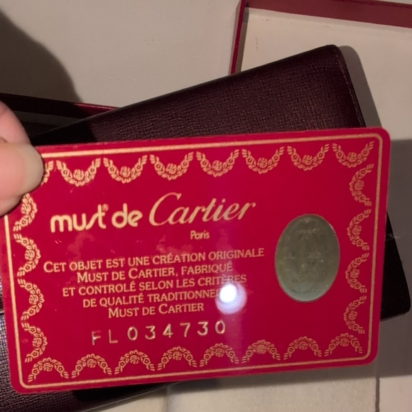 Cartier Must De Cartier Long Burgundy Leather Wallet with Gold Detail - Picture 6 of 12